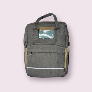Diaper Bag Backpack with Folding Crib/Changing Station,USB Charge Port in Gray